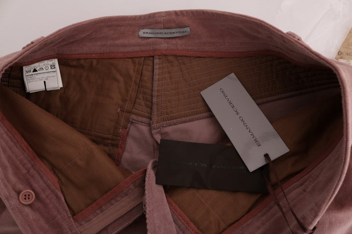 Gekürzte Freizeithose aus rosa Samt
