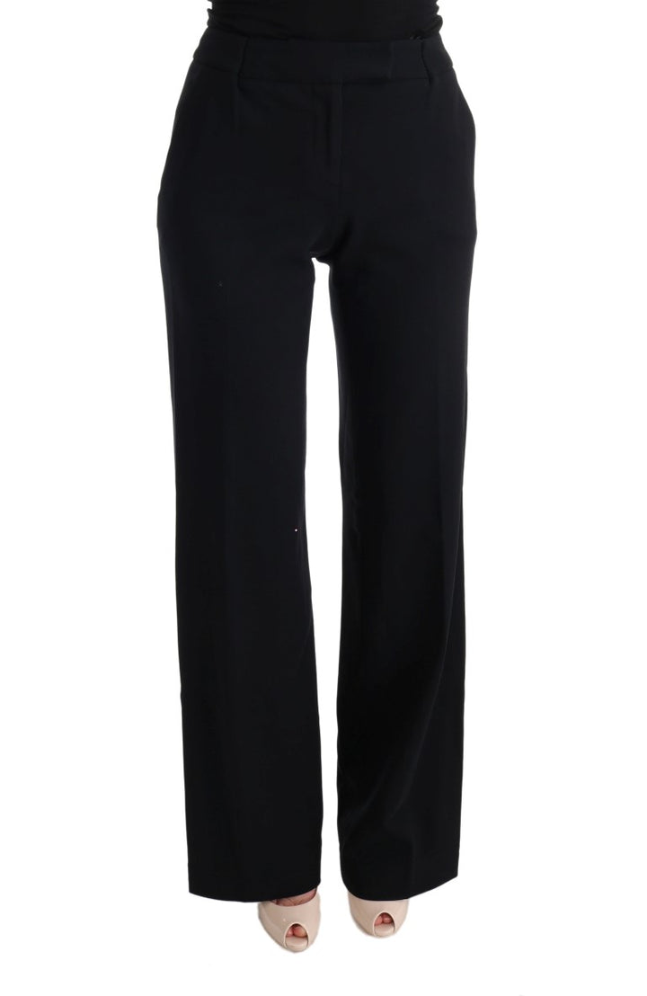Schwarze Viskose Flare Bootcut-Hose