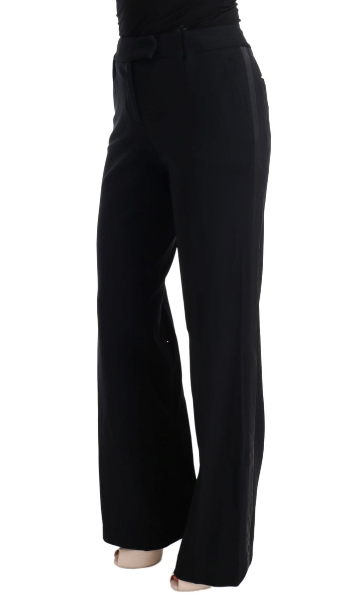 Schwarze Viskose Flare Bootcut-Hose