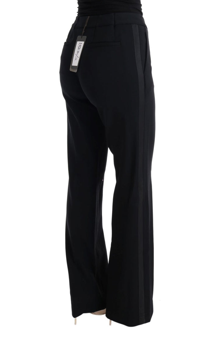 Schwarze Viskose Flare Bootcut-Hose