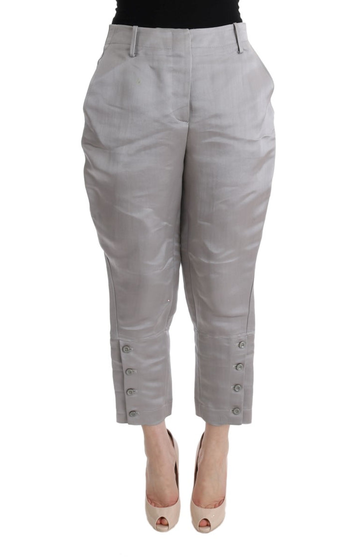 Chic grey silk trousers
