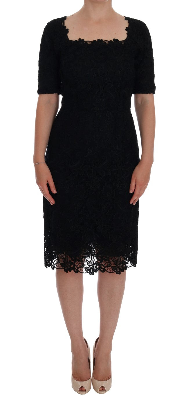 Elegant black knee-length sheath dress