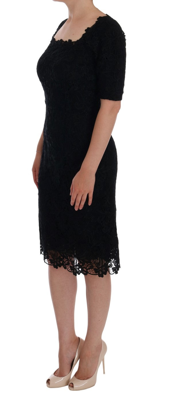 Elegant black knee-length sheath dress