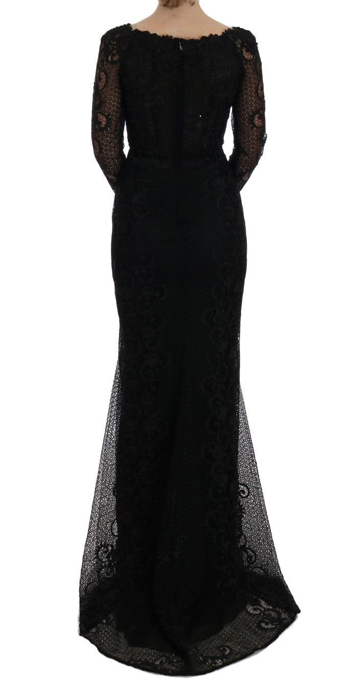 Elegant black full-length sheath dress