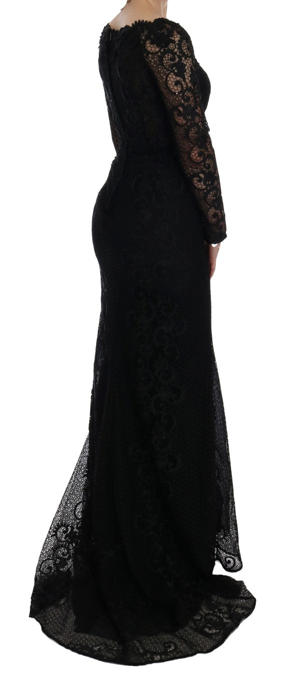 Elegant black full-length sheath dress