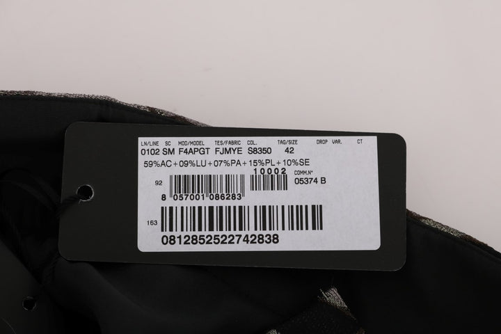 Schwarz-silberner Brokat-Rock mit Blumenmuster