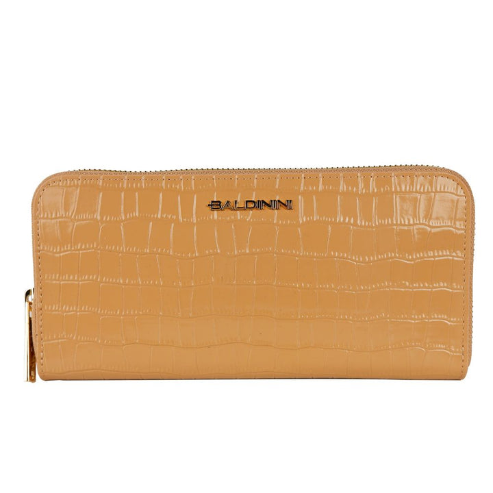 Elegante Brieftasche aus Leder mit Krokoprägung in Beige