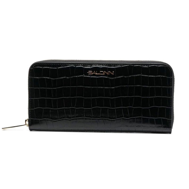 Elegante Brieftasche aus Leder mit Krokoprägung und Metallakzenten