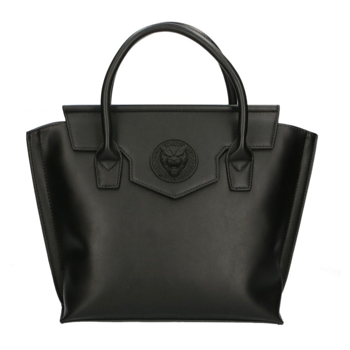 Glatte schwarze Designer-Handtasche mit Magnetverschluss