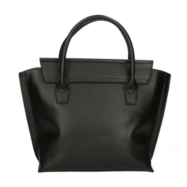 Glatte schwarze Designer-Handtasche mit Magnetverschluss