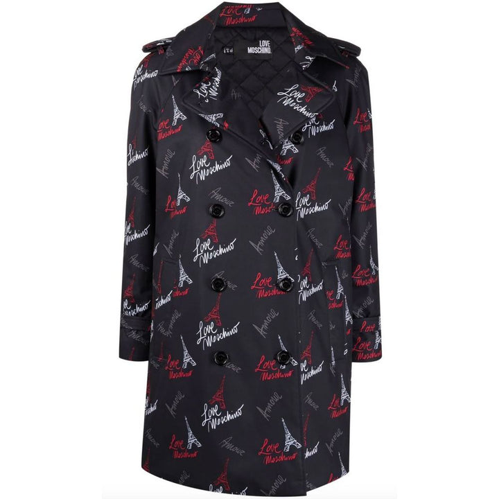 Black polyester women's coat