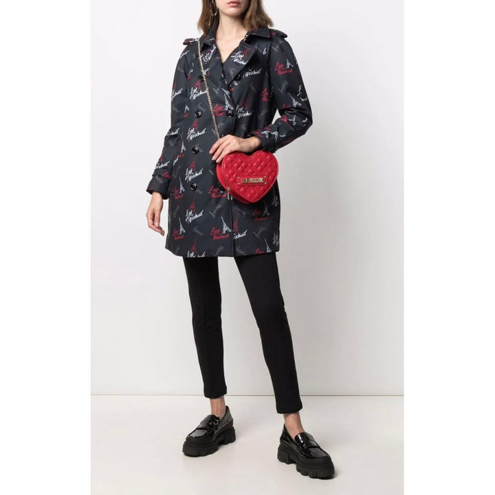 Black polyester women's coat