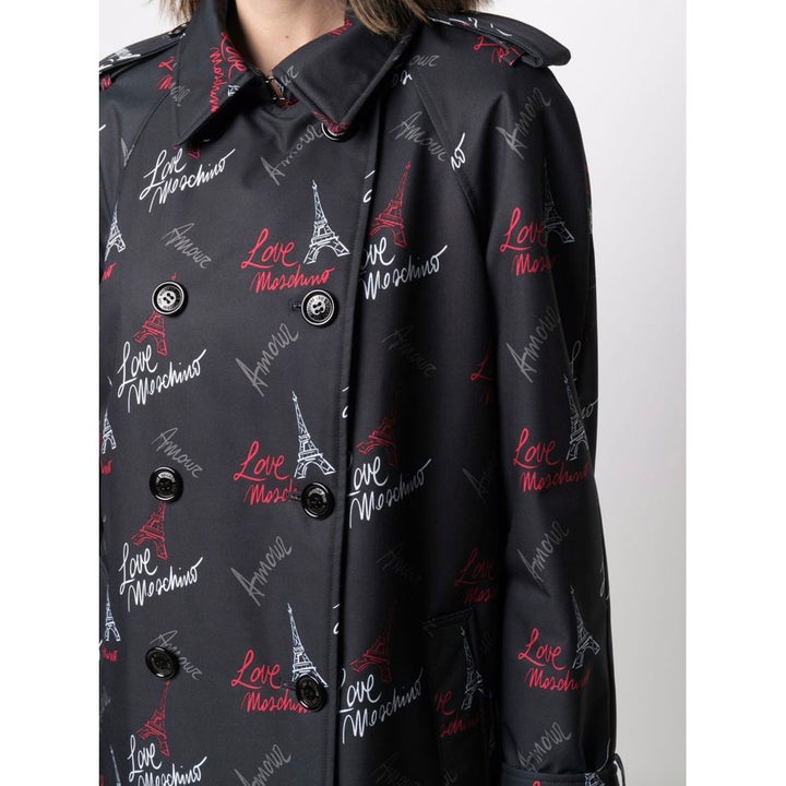 Black polyester women's coat