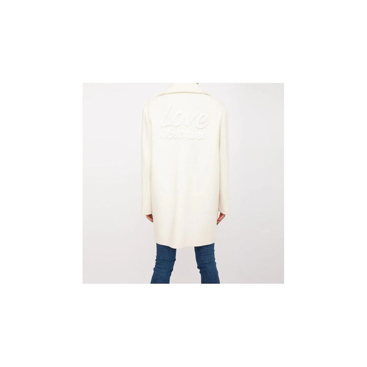 Elegant long coat made of a wool blend with embroidery