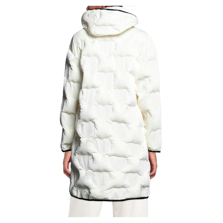 Quilted Heart White Down Jacket with Hood