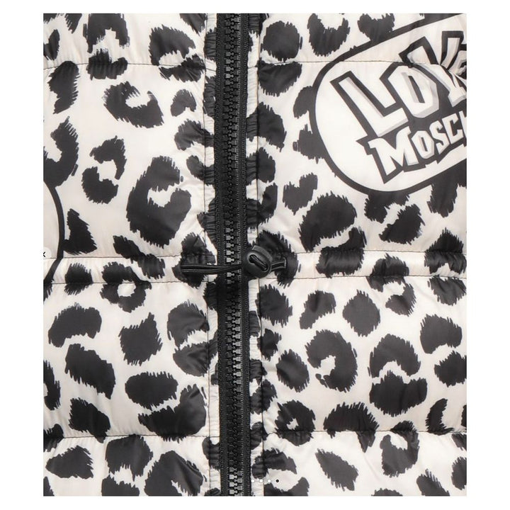 Charming long down jacket with leopard print