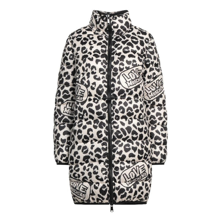 Charming long down jacket with leopard print