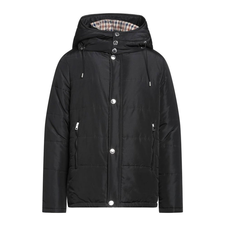 Elegant black jacket with detachable hood