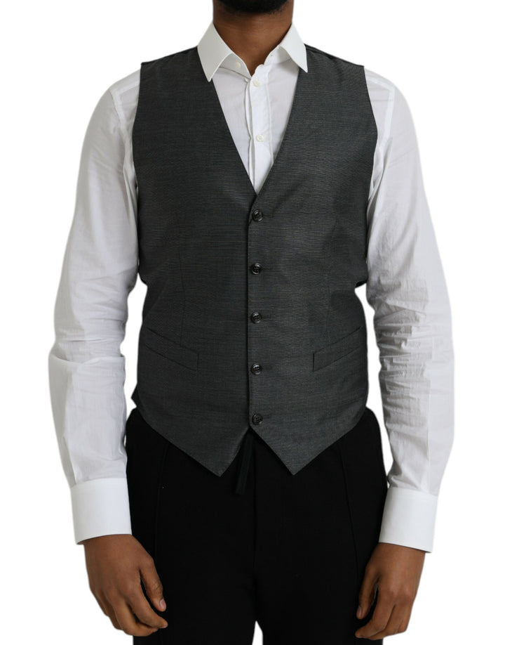 Grey Wool Formal Dress Vest Waistcoat