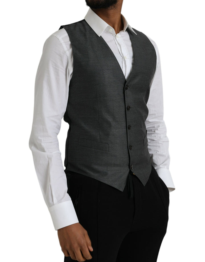 Grey Wool Formal Dress Vest Waistcoat