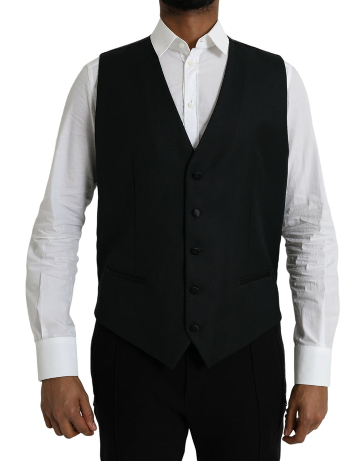 Schwarze Wollweste Kleid Formelle Weste