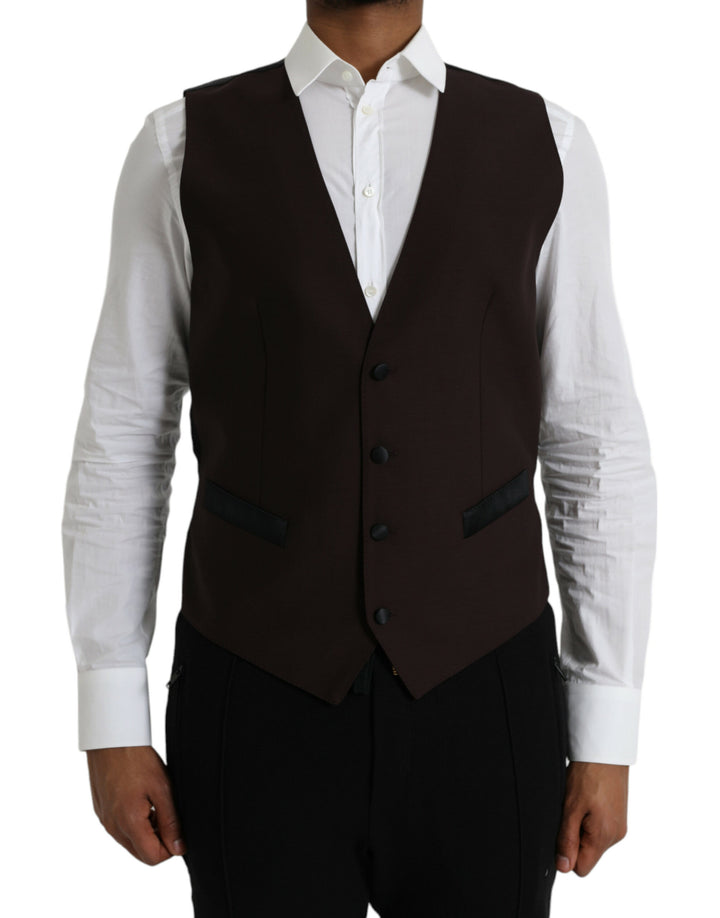 Braunes Wollwams Kleid Formelle Weste