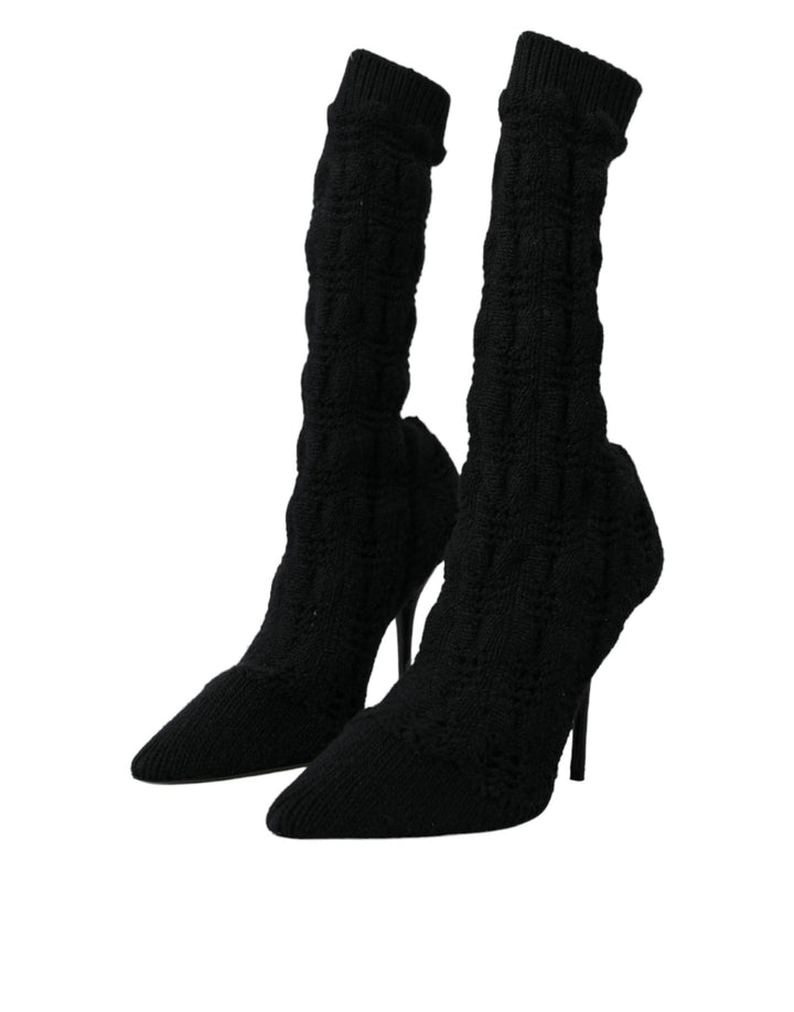 Schwarz Stiletto Heels Mid Calf Stiefel Schuhe