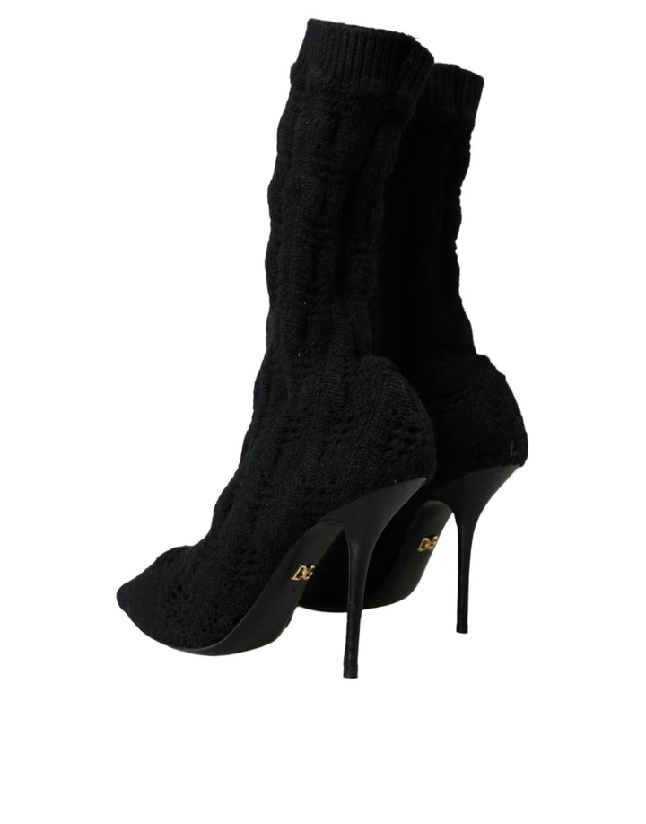 Schwarz Stiletto Heels Mid Calf Stiefel Schuhe
