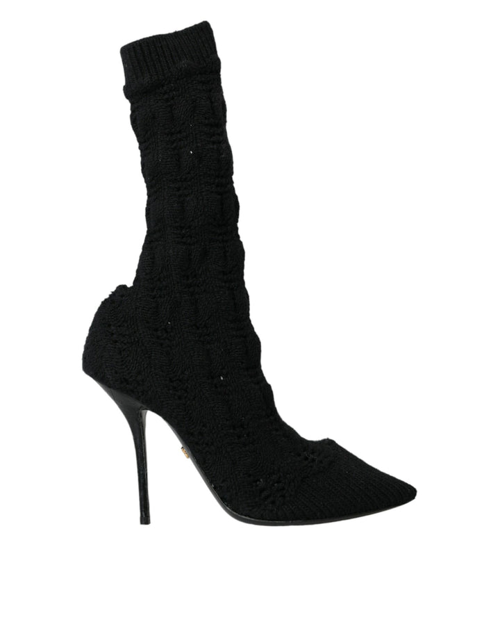 Schwarz Stiletto Heels Mid Calf Stiefel Schuhe