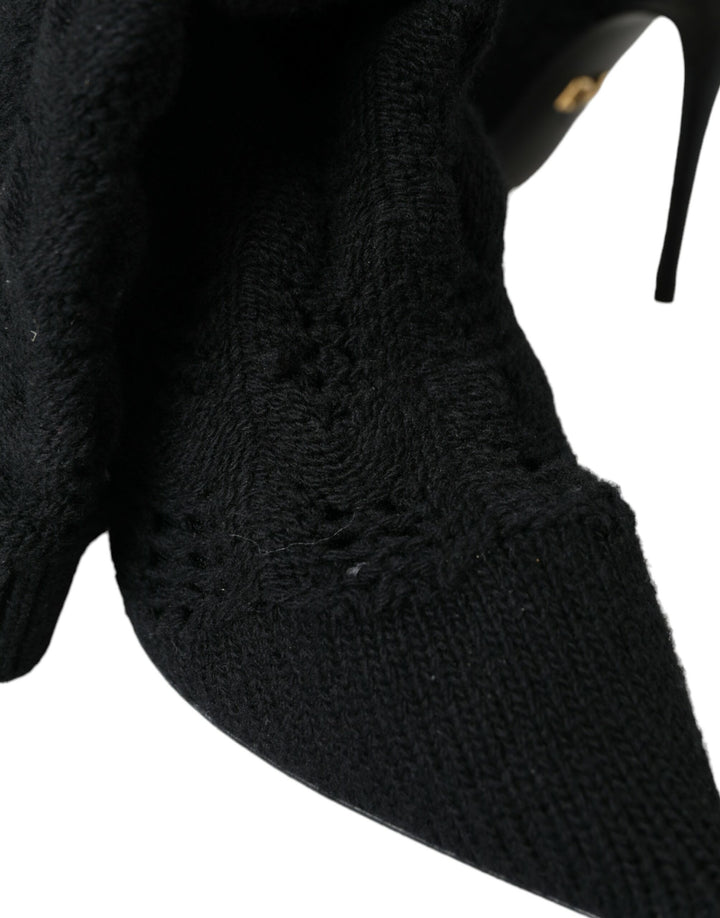 Schwarz Stiletto Heels Mid Calf Stiefel Schuhe