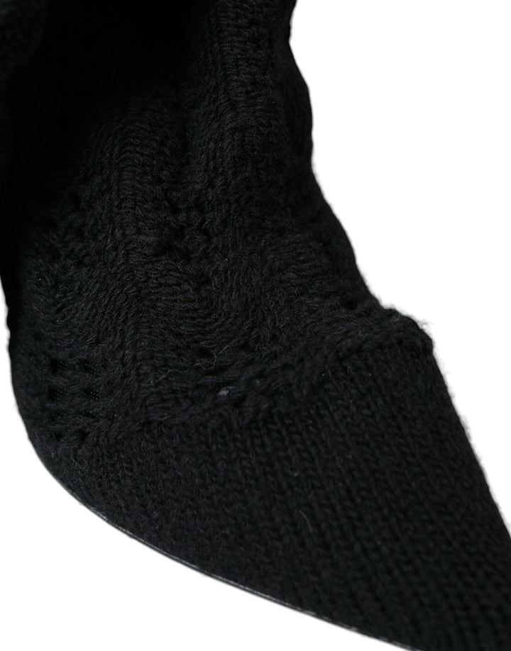 Schwarz Stiletto Heels Mid Calf Stiefel Schuhe