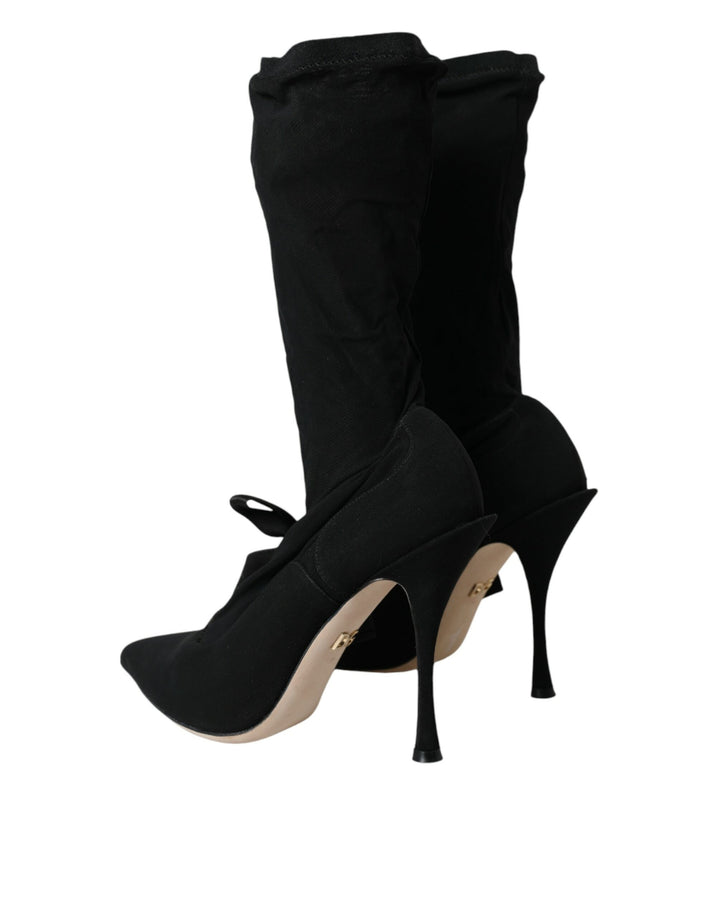 Schwarz Stiletto Heels Mid Calf Stiefel Schuhe