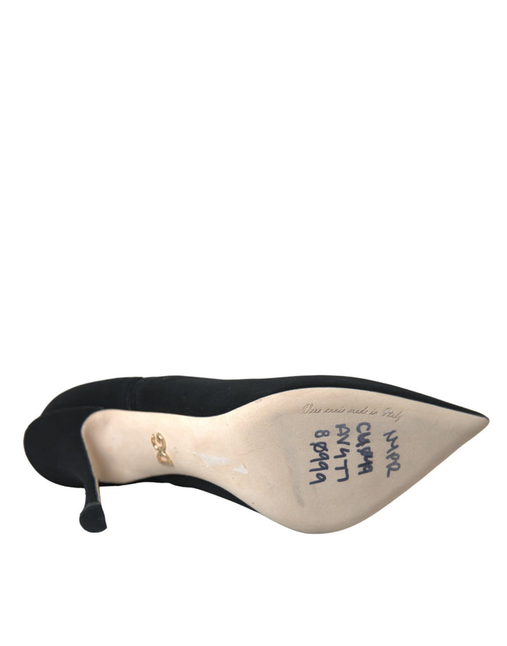 Schwarz Stiletto Heels Mid Calf Stiefel Schuhe