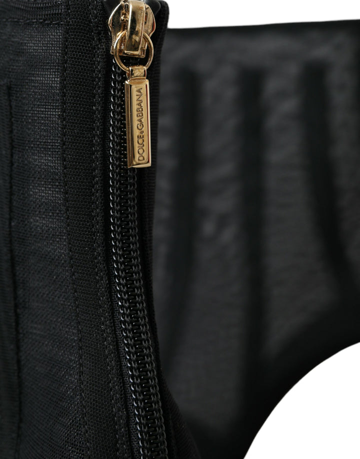 Schwarz Mesh Stiletto Heels Stiefelette Schuhe