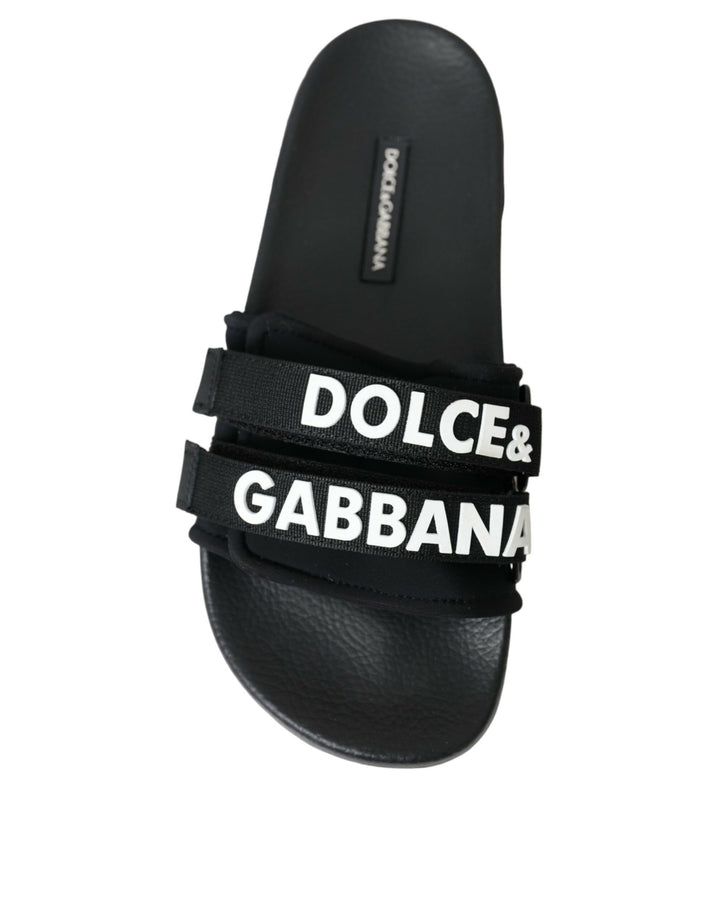 Schwarze Neopren Slides Flats Beachwear Schuhe