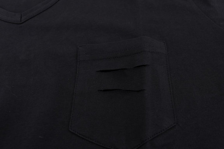 Blaues T-Shirt mit V-Ausschnitt aus Baumwolle