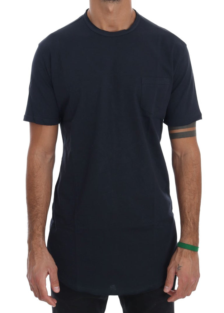 T-Shirt aus blauer Baumwolle mit Rundhalsausschnitt