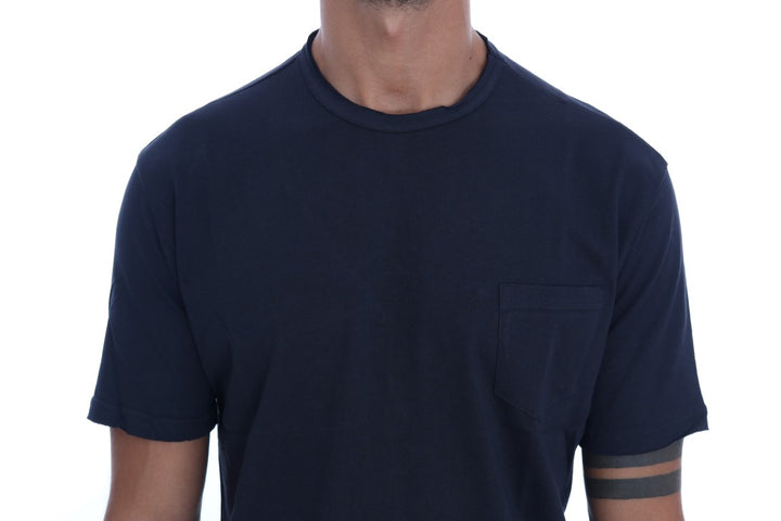 T-Shirt aus blauer Baumwolle mit Rundhalsausschnitt