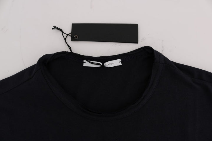 T-Shirt aus blauer Baumwolle mit Rundhalsausschnitt