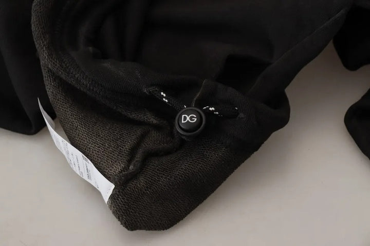 Black cotton logo sweatshirt with hood