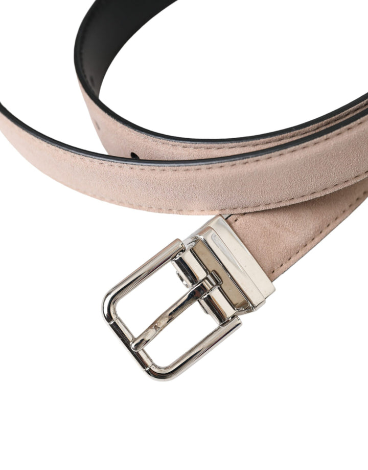 Beige Wildleder Leder Silber Schnalle Gürtel Männer