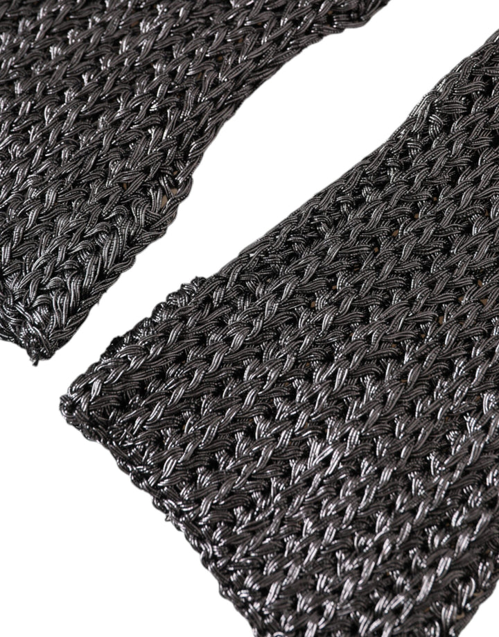 Grey viscose knitted fingerless gloves