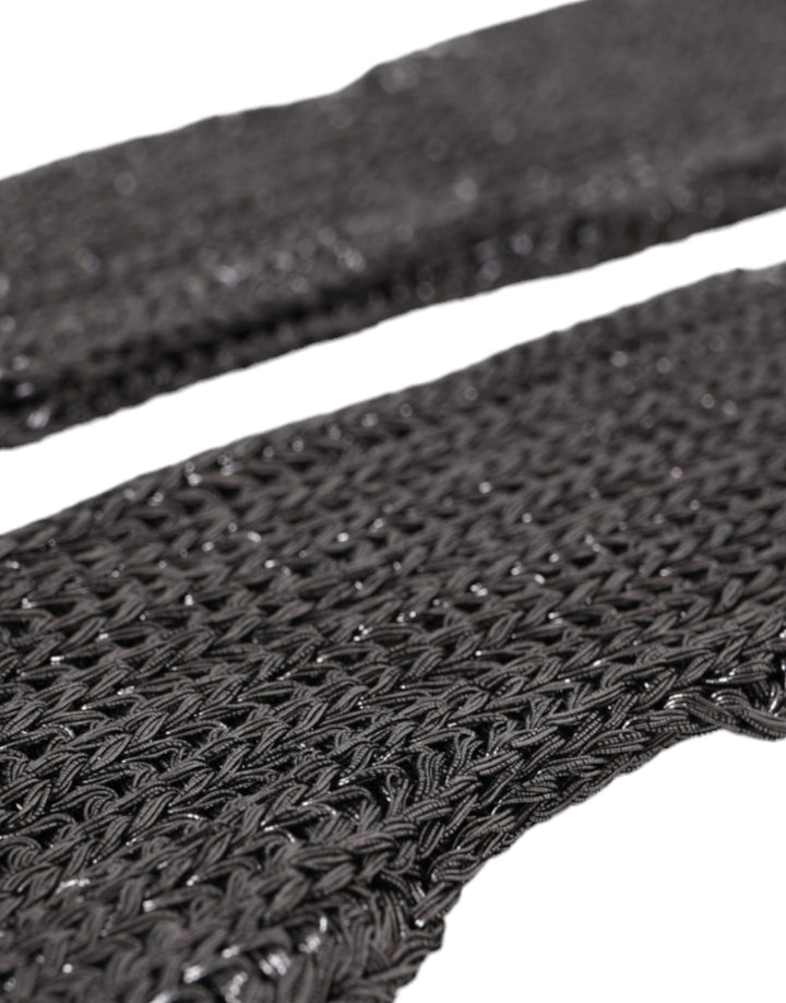 Grey viscose knitted fingerless gloves