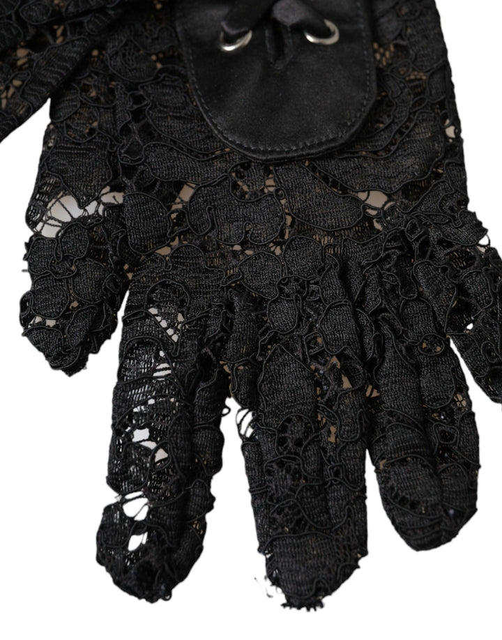 Schwarze Taormina Spitze Ellenbogenlange Handschuhe