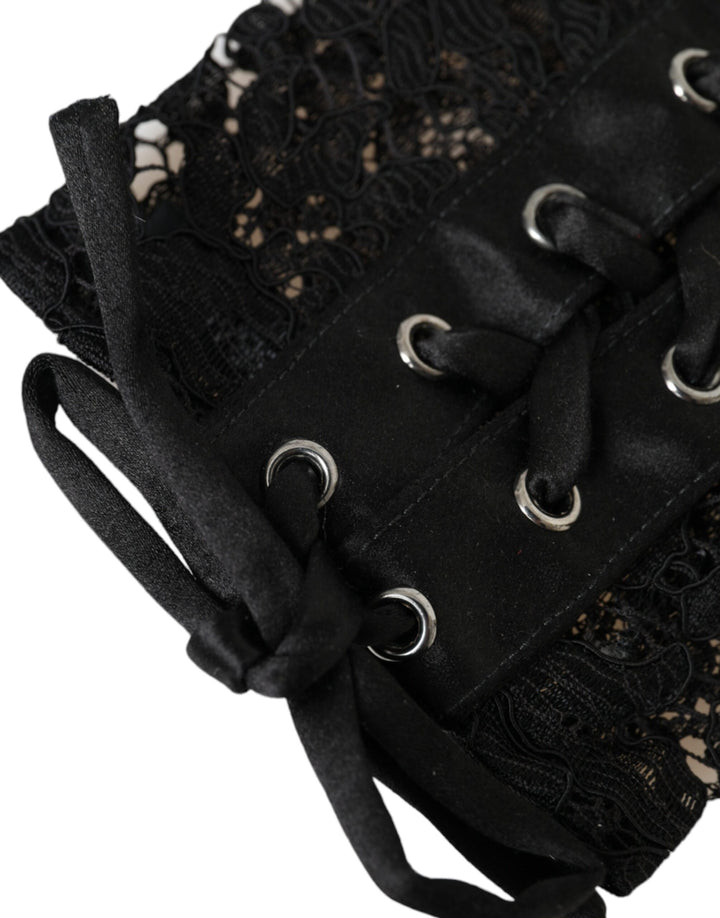 Schwarze Taormina Spitze Ellenbogenlange Handschuhe