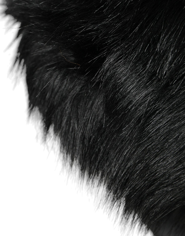 Black faux fur ladies bucket hat