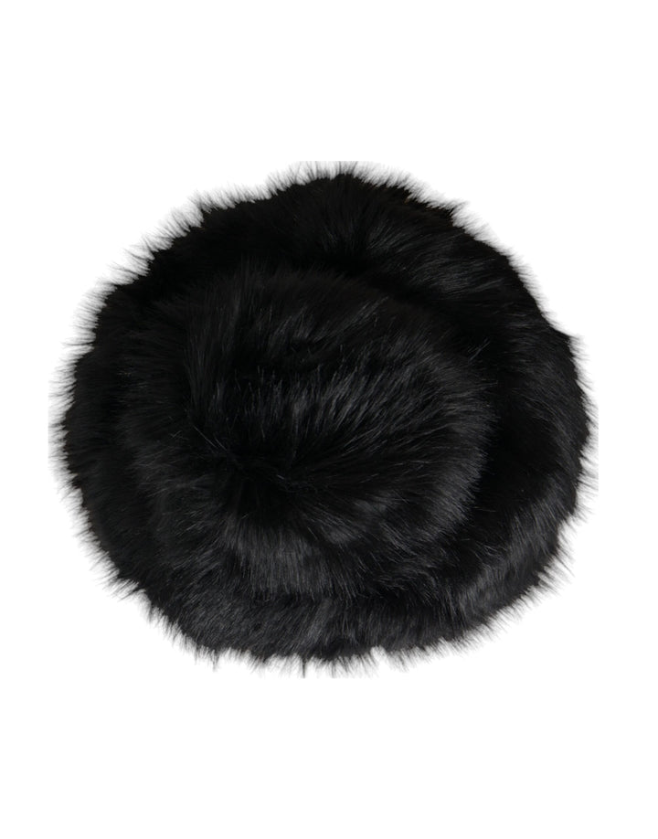 Black faux fur ladies bucket hat