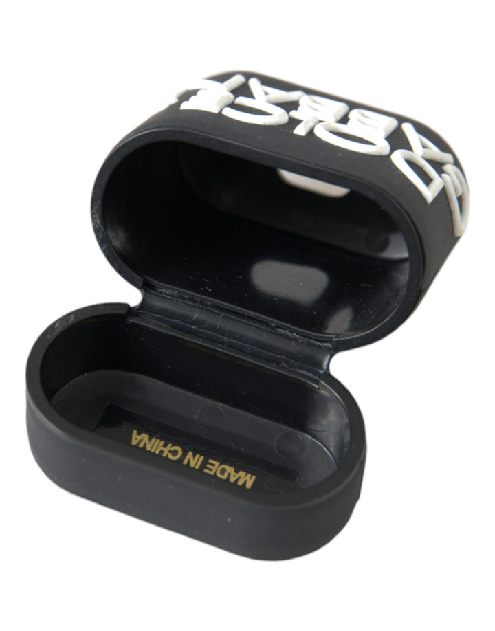 Schwarz Weiß Silikon Geprägtes Logo Airpods Hülle