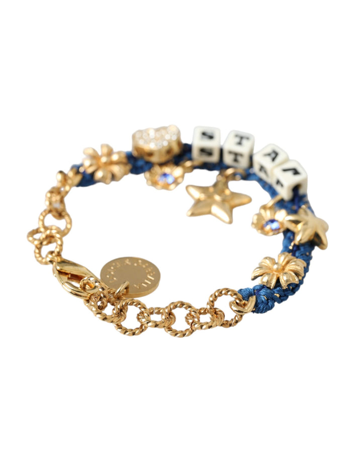 Gold-tone brass chain star fashion bracelet