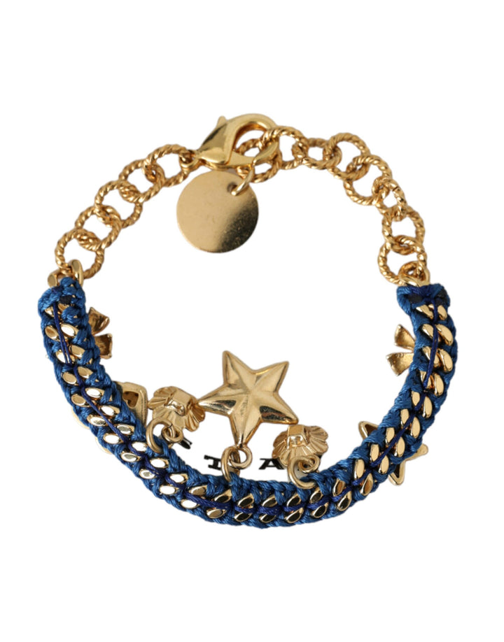 Gold-tone brass chain star fashion bracelet
